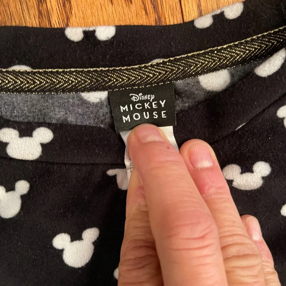 Disney Mickey Mouse SLEEP SHIRT TOP Womens Black‎ Long Sleeve XL